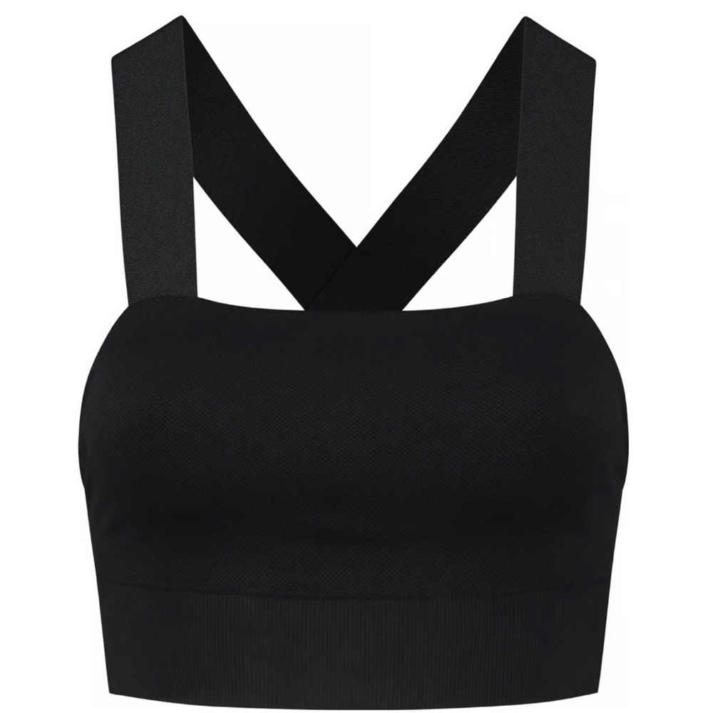 NWOT Lune Active Bandeau Pique Bra Black Size L